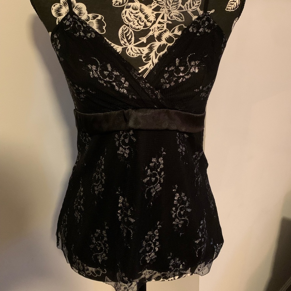 Black and Silver Lace Tank Top